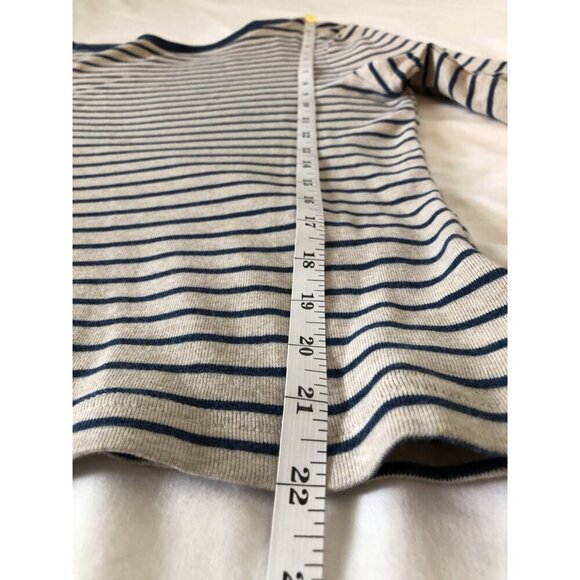 Lauren Ralph Lauren Women's Striped 3/4 Sleeve Top M Beige Blue Nautical Preppy - Picture 8 of 8